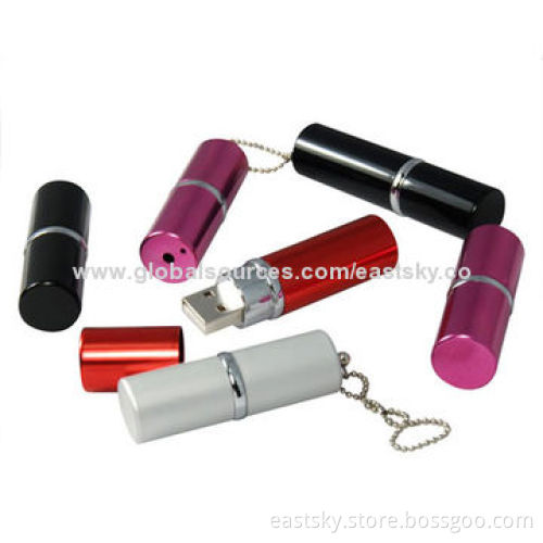 Metal Lipstick USB Drive in Lipstick Design, with 64MB to 32GB Capacity, Waterproof, Dust-proof